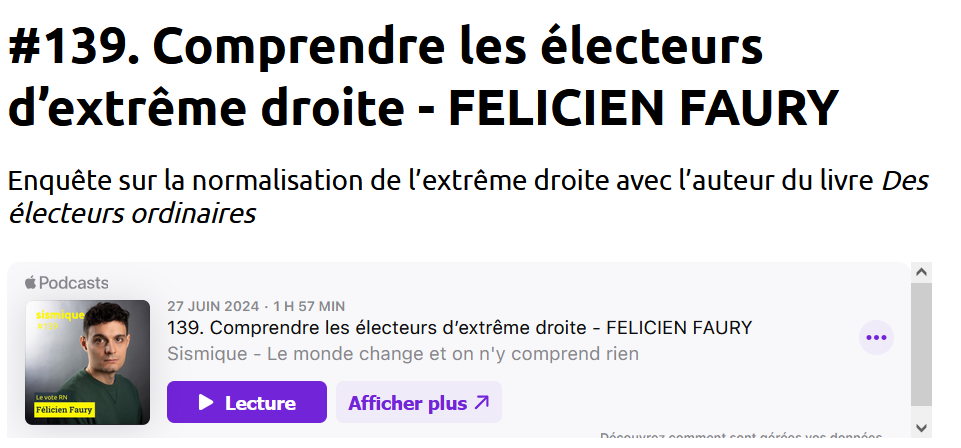 Comprendre les électeurs d’extrême-droite, Sismique (podcast)